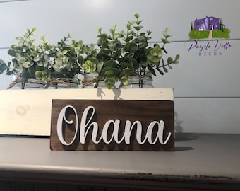 Mini 3D O’hana family sign - tiered tray - shelf rustic farmhouse gifts - home decor