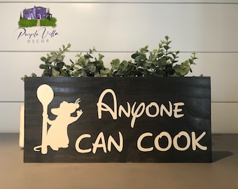 Ratatouille Kitchen Wood Sign Hand Painted Chef Decor Anyone Can Cook Home