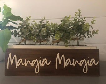 Mangia Wood Kitchen Sign – Italian Home Decor