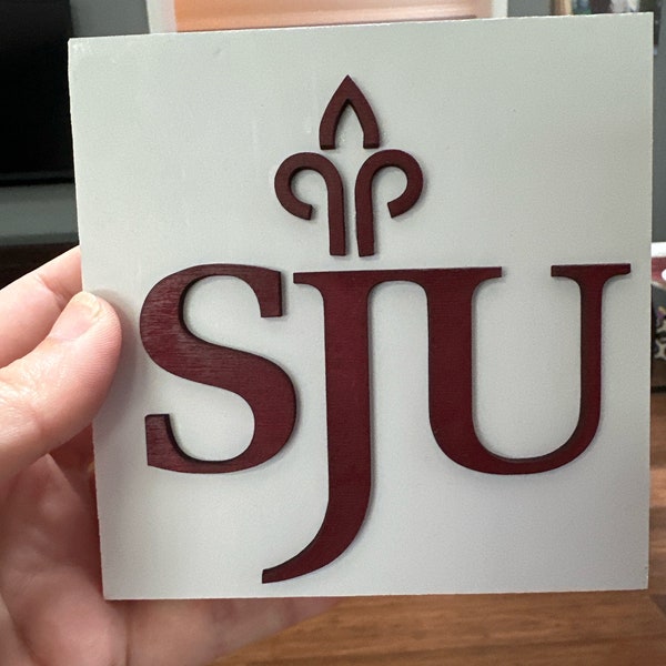 SJU St. Joseph’s mini sign - hawks sign - Tiered tray  wood sign - st joes  shelf sitter Wood block sign 3D - Free shipping