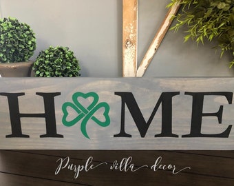 Irish Home Celtic Shamrock painted wood sign free shipping