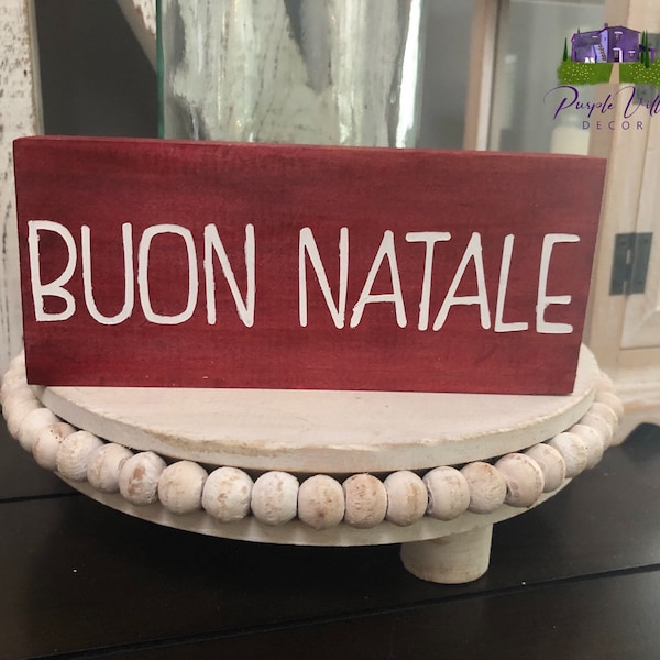 Buon Natale Italian Merry Christmas sign Mini hand painted wood sign shelf sitter mantle signs gift home decor tiered tray signs