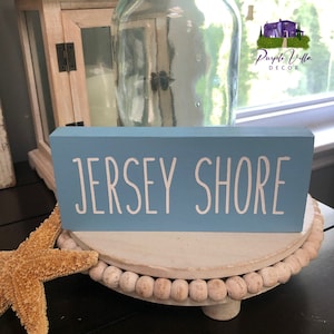 Hand Painted Jersey Shore Sign: Rustic Wood Shelf Sitter