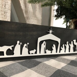 3D Nativity Scene Wood Sign Christmas Shelf Home House Holiday Decor