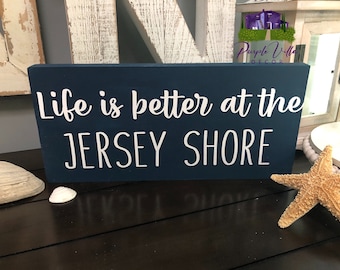 Hand Painted Jersey Shore Wood Sign: Summer House Decor