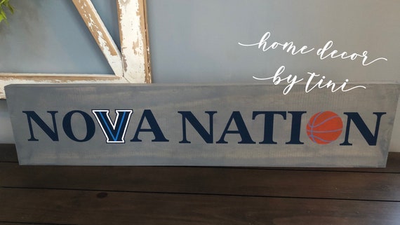 Hand Painted Philadelphia Villanova Nation Nova Basketball - Villanova Home Decor Hand Painted Philadelphia Villanova Nation Nova Basketball - Villanova Home Decor