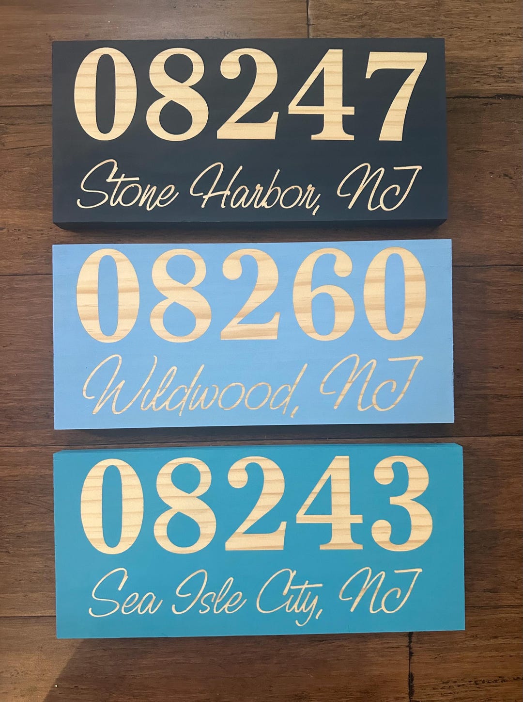 Custom Painted Zip Code Sign: Jersey Shore Beach House Point City Solid ...