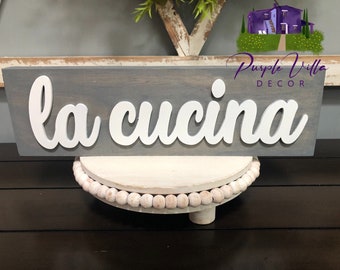 La Cucina Wood Sign: 3D Italian Kitchen Decor