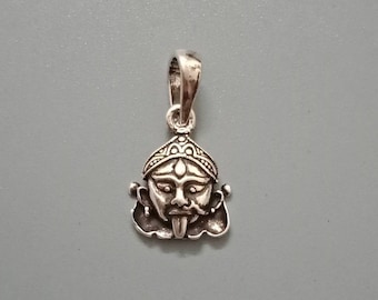 Kali pendant in sterling silver, Kaali, 925, kali face, hindu goddess, maa kali