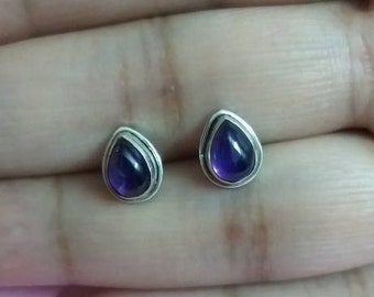 Amethyst Studs, Sterling Silver Studs, Faceted Amethyst Stud Earrings, Minimal Studs, Simple Stone Studs, Purple Stone Studs