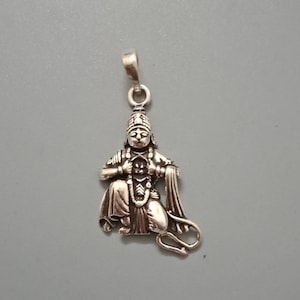 Hanuman pendant in sterling silver, Vanara God pendant, Shiva&#39;s Avatar, Rama Sita in heart, Rama Devotee,