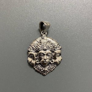 Hanuman pendant in sterling silver, Trimukhi Hanuman pendant, Vanara God pendant, Shiva&#39;s Avatar, 925