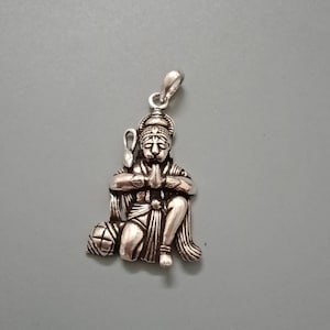 Hanuman pendant in sterling silver, Vanara God pendant, Shiva&#39;s Avatar, 925