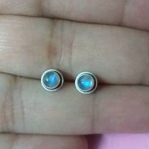 Moonstone Stud Earrings, Sterling Silver Studs, Blue Moonstone Earrings, Minimal Studs, Simple Stone Studs Moonstone Studs