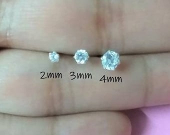 CZ Stud Earrings Sterling Silver - Cubic Zirconia Silver Stud Earrings - Minimal Earrings - 2mm, 3mm, 4mm Stud Earrings