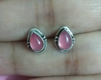 Rose Quartz Studs, Sterling Silver Studs, Rose Quartz Stud Earrings, Minimal Studs, Pink Earrings, Pink Gemstone Studs, Gift For Her