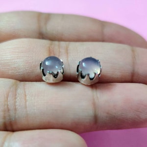 Chalcedony Studs, Pink Chalcedony Stud Earrings Sterling Silver Studs, Rose, Pink, Gift For Her, Chalcedony Earrings, Gemstone Earrings