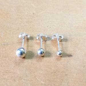 Sterling Silver Ball Earrings, 1 pair, 3mm, 4mm, 5mm Studs, Simple Earrings, Bridesmaid Gift, Gift For Her, 20g cartilage earring