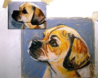 Custom pet portrait - hand drawn pastel