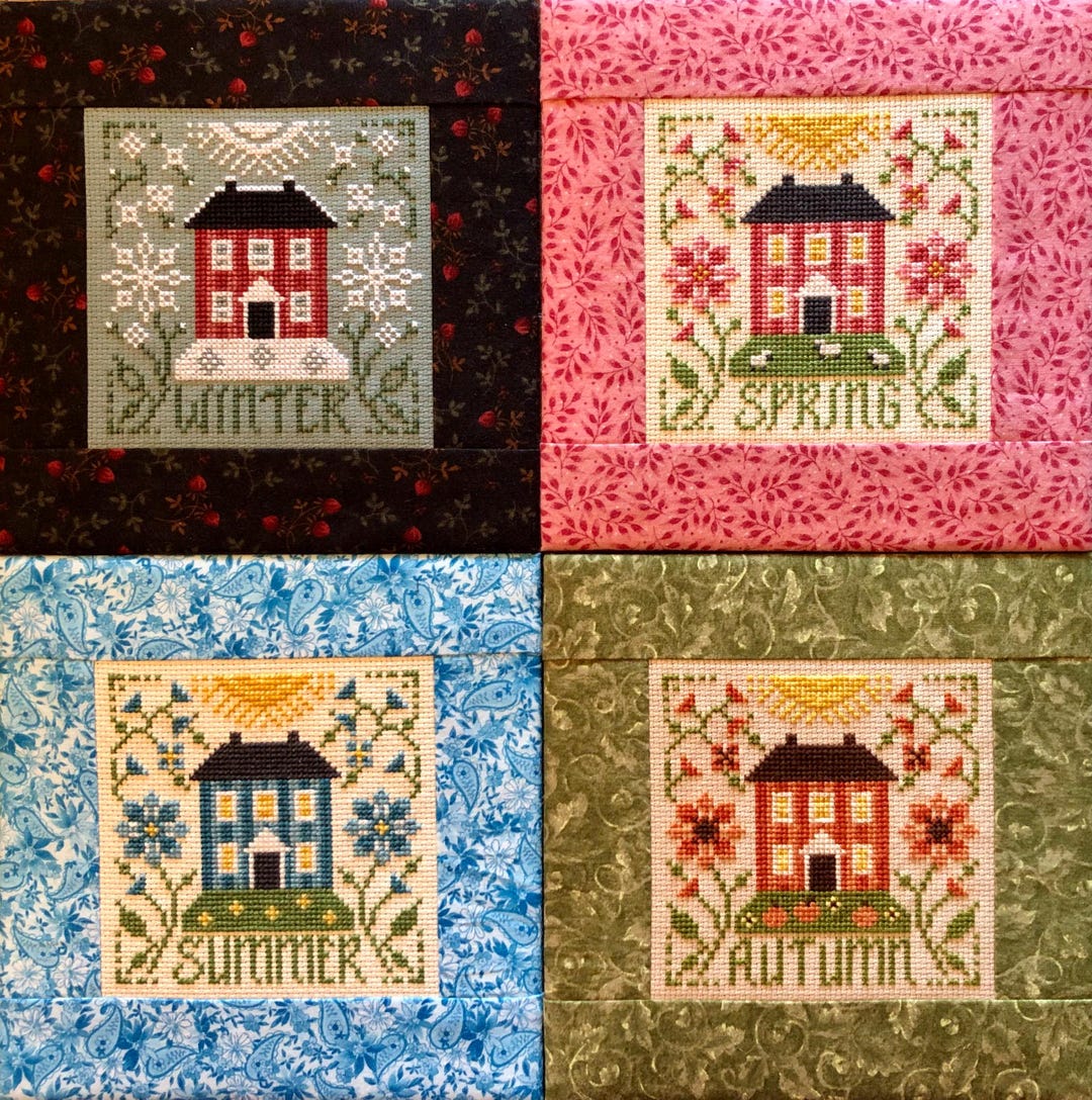 Seasonal Square Series - Autumn, Winter, Spring & Summer Cross Stitch ...