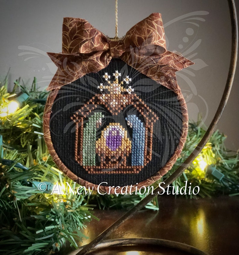 God With Us Nativity Cross Stitch Ornament Pattern image 2