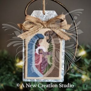 Come Let Us Adore Him Nativity Cross Stitch Ornament Pattern