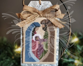 Come Let Us Adore Him Nativity Cross Stitch Ornament Pattern