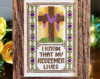 My Redeemer Lives Cross Stitch Pattern