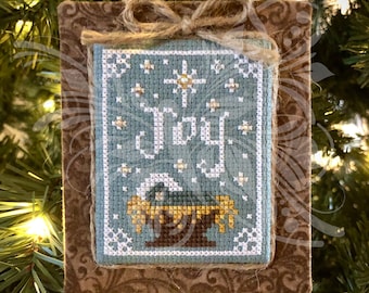 Joy to the World Nativity Cross Stitch Ornament