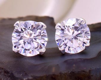 VVS1 D Color Moissanite Stud Earrings | 925 Sterling Silver Solitaire Studs | Diamond Look Earrings