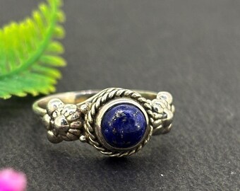 Handmade 925 Sterling Silver Lapis Lazuli Ring – Minimalist Gemstone Jewelry
