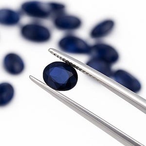 Dark Blue Diffusion Sapphire | 6x8mm Oval Cut | AA Quality Loose Gemstone | Jewelery making
