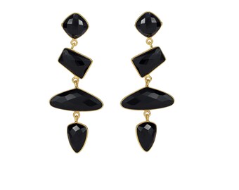 18K gold-plated earrings with black onyx