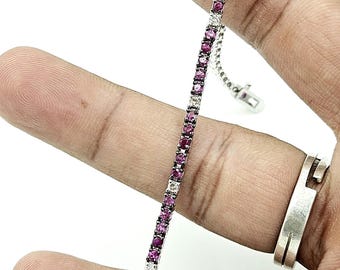 Ruby & Diamond Tennis Bracelet | 925 Sterling Silver Fine Jewelry
