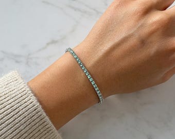 Emerald Tennis Bracelet, 925 Sterling Silver May Birthstone Gift