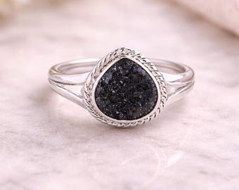 Raw Black Tourmaline Sterling Silver Ring – Protective Statement Jewelry