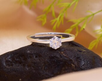 Handmade Sterling Silver Engagement Ring: Cut Stone, Gold & Rose Gold