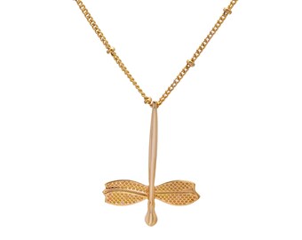 Dragonfly Necklace 18K Gold Plated Sterling Silver Nature Inspired Pendant