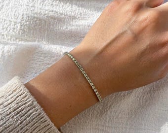 Yellow Diamond Tennis Bracelet, Sterling Silver Minimal Luxury Bracelet