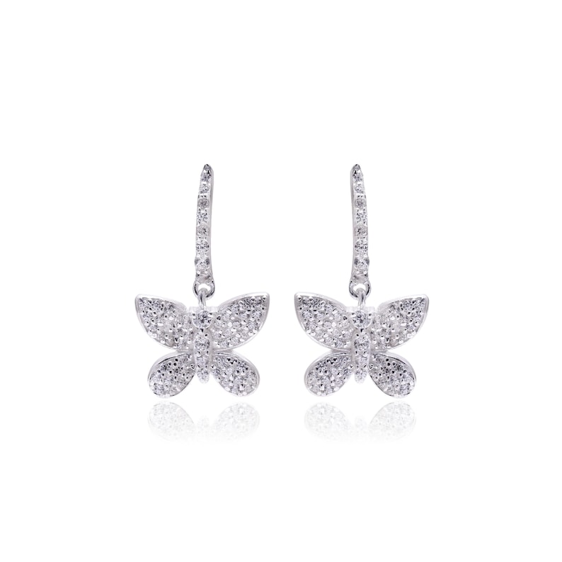 Moissanite Butterfly Drop Earrings | 925 Sterling Silver Dangle Earrings | Diamond Look Jewelry image 9