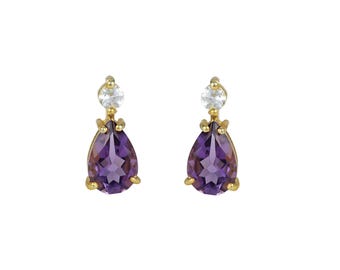 Elegant earrings with amethyst and crystal stones