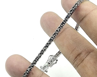 925 Sterling Silver Black Diamond Tennis Bracelet for Women Luxury Jewelry