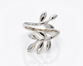 Handmade Sterling Silver Leaf Ring | Nature Inspired Silver Ring | Adjustable Leaf Band Ring | Minimalist Botanical Jewelry