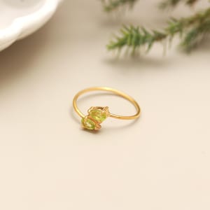 18K Gold Plated Peridot Ring: August Birthstone, US Size 6-11