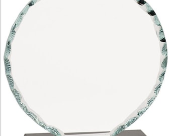 Custom Laser Engraved Round Glass Plaque – Personalized Award, Wedding Gift