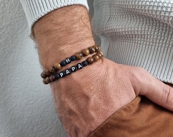 Armband Männer personalisiert | Papa Armband | personalisiertes Armband für Papa | mit Sandelholz-Perlen