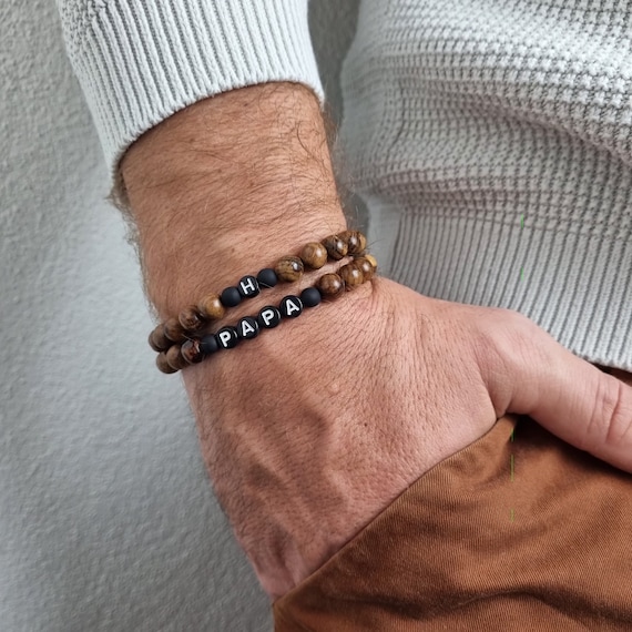 Armband Männer personalisiert | Papa Armband | personalisiertes Armband für Papa | mit Sandelholz-Perlen