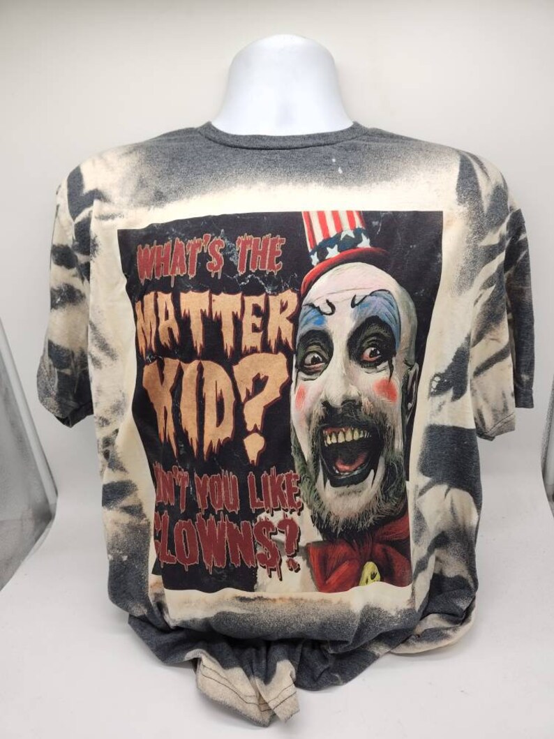 horror halloween character shirt, sublimated bleached tie dye tshirt goth apparel image 5