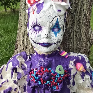 Creepy Clown goth Doll, Horror Clown Doll, Scary Goth OOAK Doll, Horror Goth Decor, Halloween Prop Decor, Creepy Birthday Christmas Gift