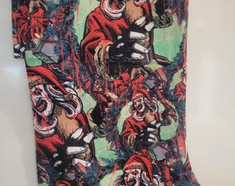 Horror halloween character Krampus Christmas stocking, halloween creepmas creepy clown goth decor